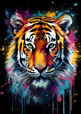 Colorful Tiger With Drips