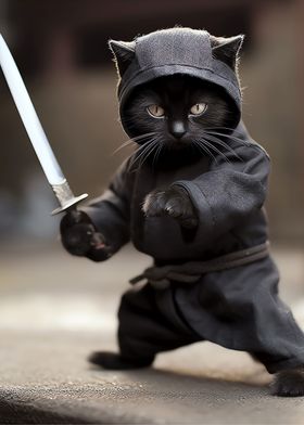 Ninja Assassin Cat Funny