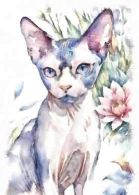 Sphynx and flowers art