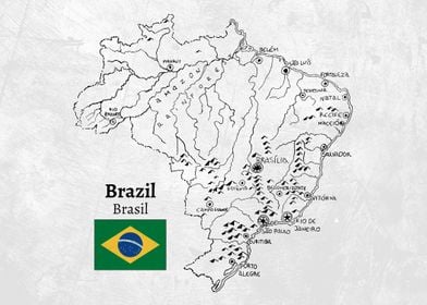 Handdrawn Brazil Map