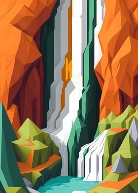 Geometric Rocky Waterfall