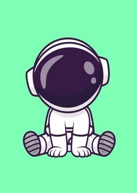 Astronaut sitting cartoon