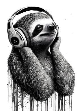 Serene Beats Sloth Art