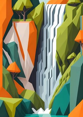 Geometric Rocky Waterfall