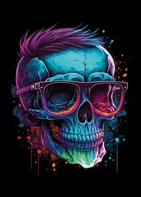 Glaring hipster Skull with