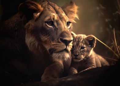 Cute Lion Family