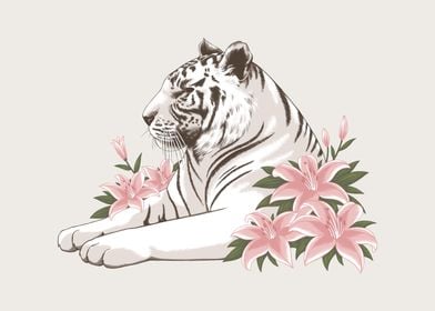 White Tiger and Lilies