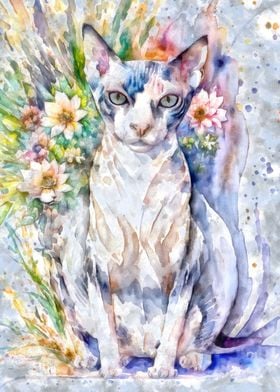 Sphynx with flowers