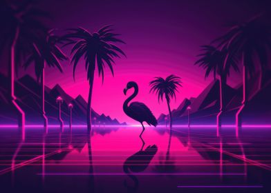 Neon Flamingo 80 style