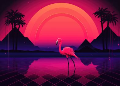 Neon Flamingo sunset