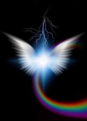 White wings and rainbow