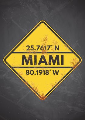 Vintage Miami Road Sign