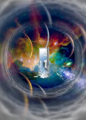 Door in abstract space