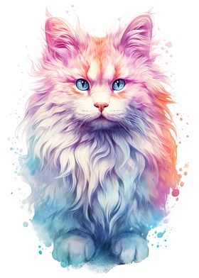 Pastel Persian Cat Art