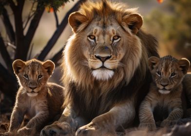 Lion With Cubs