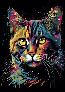 Colorful Cat With Drips