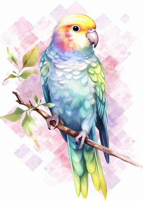 Parakeet Watercolor Bird