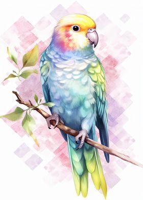 Parakeet Watercolor Bird