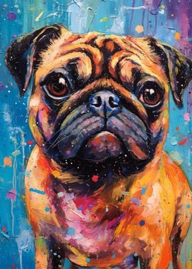 Palette Pug dog painting