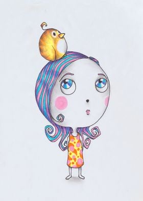 The girl with bird