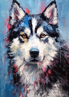 Palette Husky dog painting