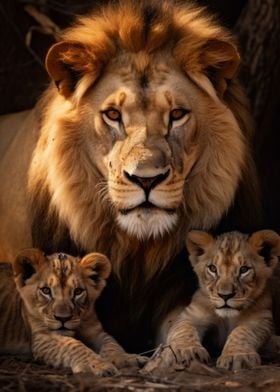 Lioness With Cubs