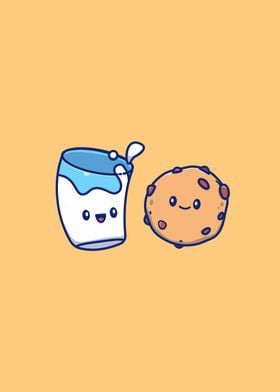 Cute Milk And Cute Cookies