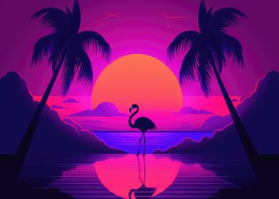 Neon Flamingo palm trees