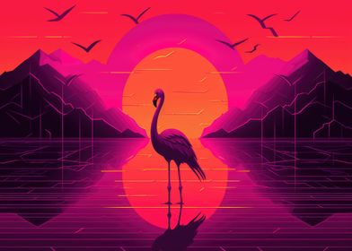 Majestic neon flamingo