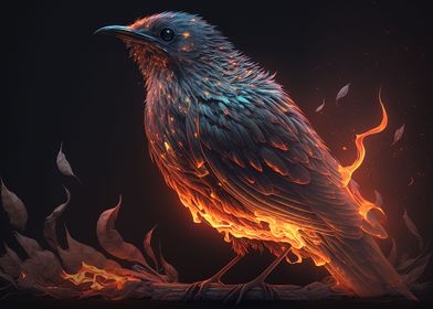 beautiful bird fire