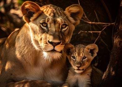 Lioness With Cub