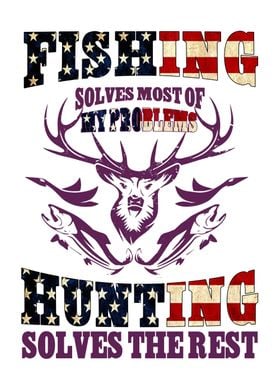 USA Flag Hunting Fishing