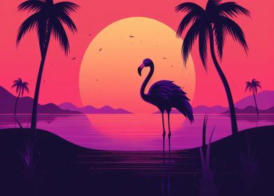 Flamingo neon style