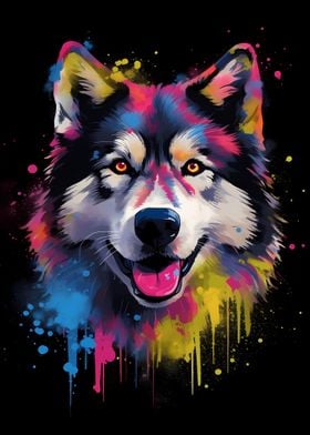 Alaskan Malamute Colorful