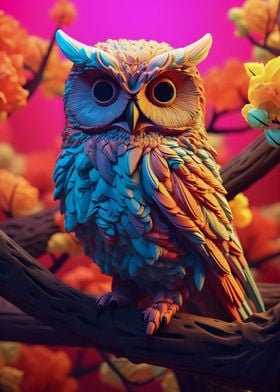 Owl abstract 3d