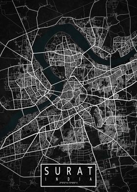 Surat City Map Dark