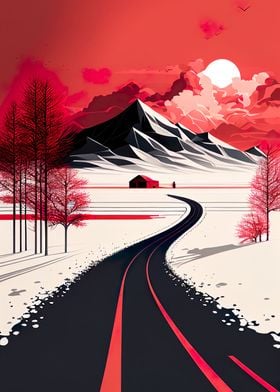 Minimalism Road Red white