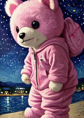 cute pink bear art