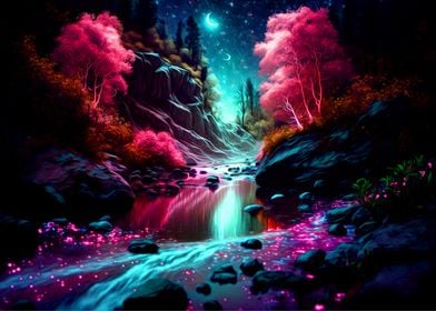 Colorful Forest In Night