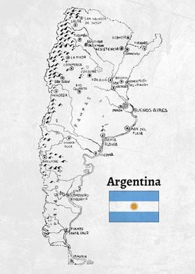 Handdrawn Argentina Map