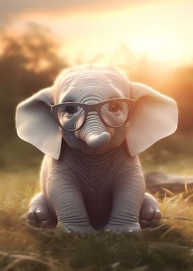 Cute Elephant Read Glasses
