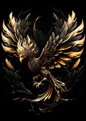 Black gold phoenix