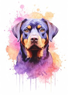 Watercolor Rottweiler Art