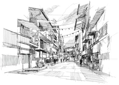 sketch old street 
