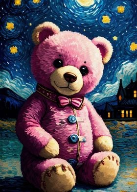 cute pink bear art
