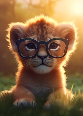 Cute Lion Read Glasses