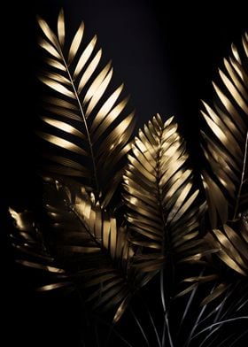 Golden palm leaves black