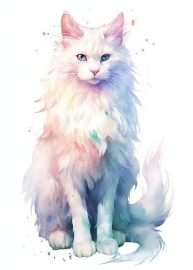 Watercolor Turkish Angora