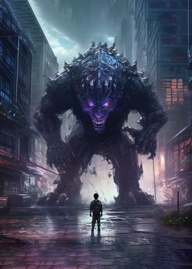 Cyberpunk Monster vs Man