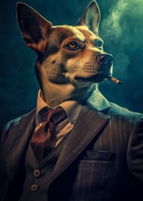 bad boy dog in suit